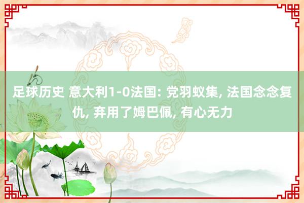 足球历史 意大利1-0法国: 党羽蚁集, 法国念念复仇, 弃